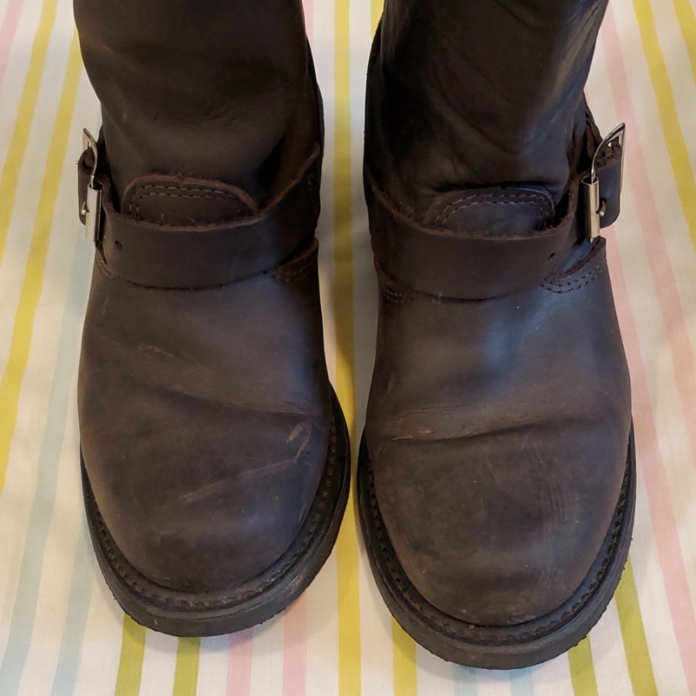 FRYE LEATHER BOOTS #77400 WOMENS ENGINEER BROWN 7 - Picture 9 of 16